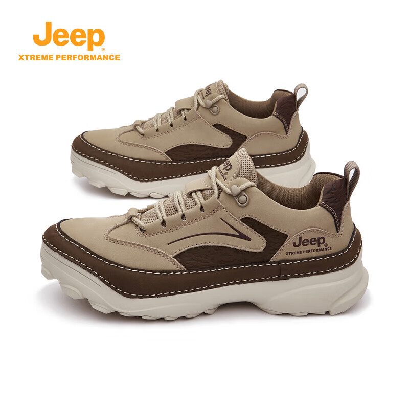 jeep 吉普男鞋运动鞋透气跑步鞋休闲鞋男士低帮厚底增高登山鞋