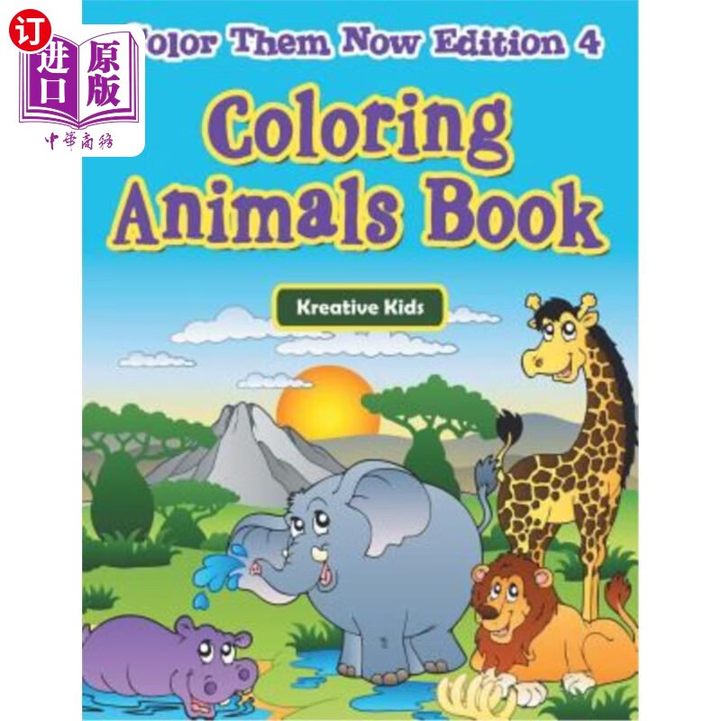 海外直订coloring animals book - color them now edition 4 着色