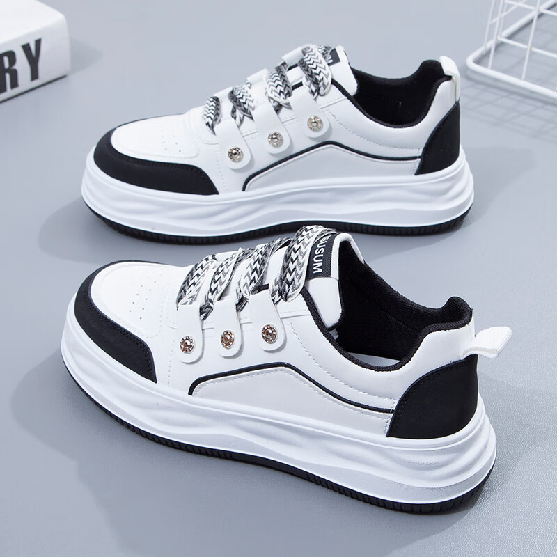 凤高(fenggao)2023春季新款小白鞋春秋百搭网面板鞋休闲厚底运动网鞋