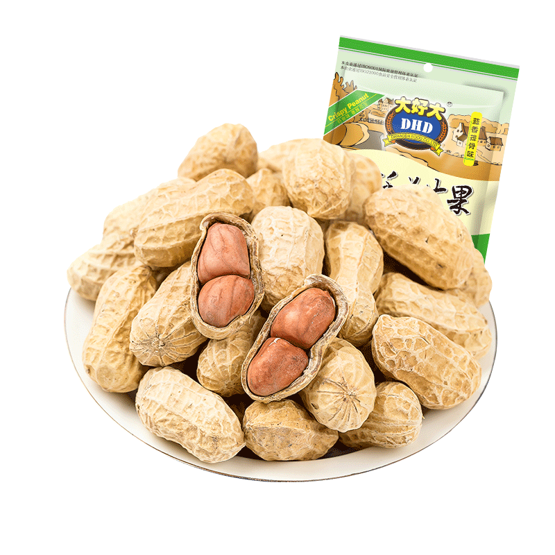 大好大花生120g*2袋蒜香排骨味带壳水煮红皮花生坚果炒货零食小吃 蒜