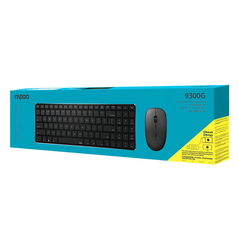 雷柏（Rapoo） 9300G 键鼠套装 无线蓝牙键鼠套装 办公键盘鼠标套装 超薄键盘 无线键盘 蓝牙键盘 黑色
