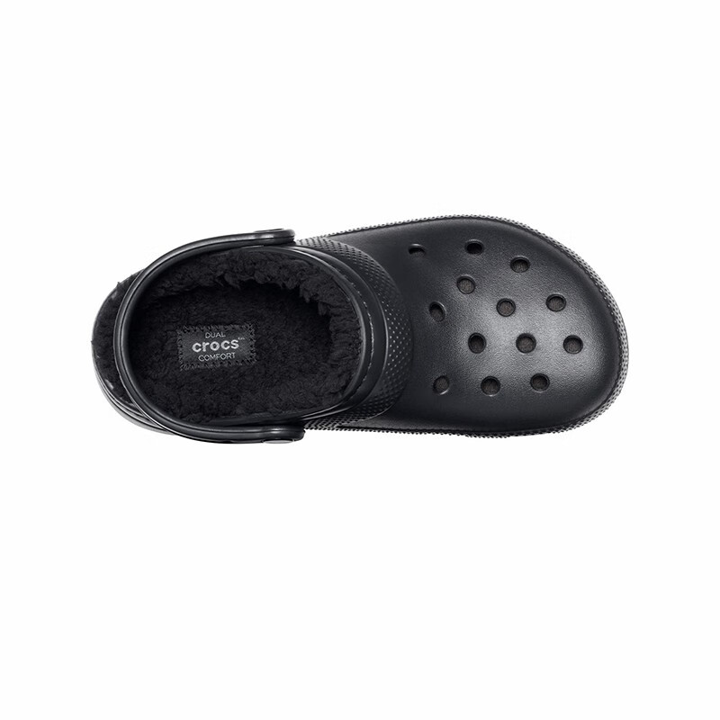 CROCS卡骆驰檀健次同款秋经典暖棉洞洞鞋女软底拖鞋|203591 黑/黑-060 41 /42(260mm)