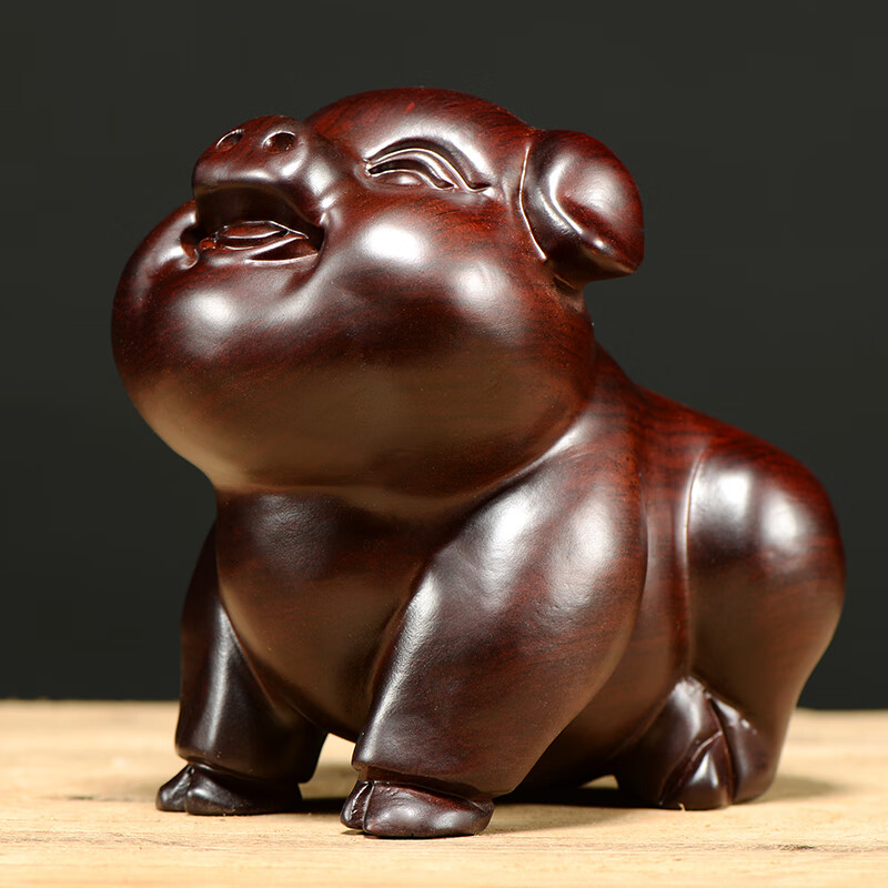 一木代传 木雕福猪摆件实木十二生肖动物家居客厅寓意装饰木雕工艺