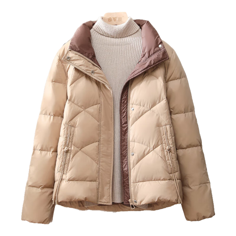 雅鹿2025新款輕薄羽絨服女舒適大碼簡約百搭短款立領(lǐng)潮流寬松女士外套 卡其色 L 推薦120-140斤