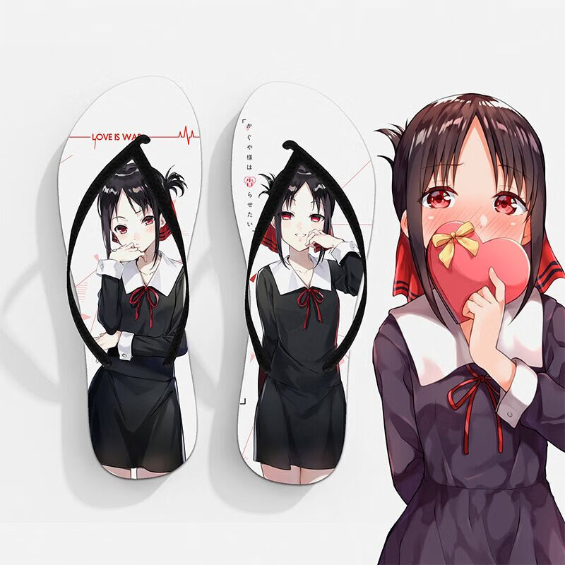 卡通原神沙滩户外男夏季贞德火影海贼王周边凉拖 乳白色 辉夜大小姐 l