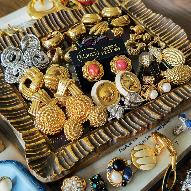 【七夕礼物】莫奈中古首饰 中古vintage耳夹耳饰monet莫奈美式复古董