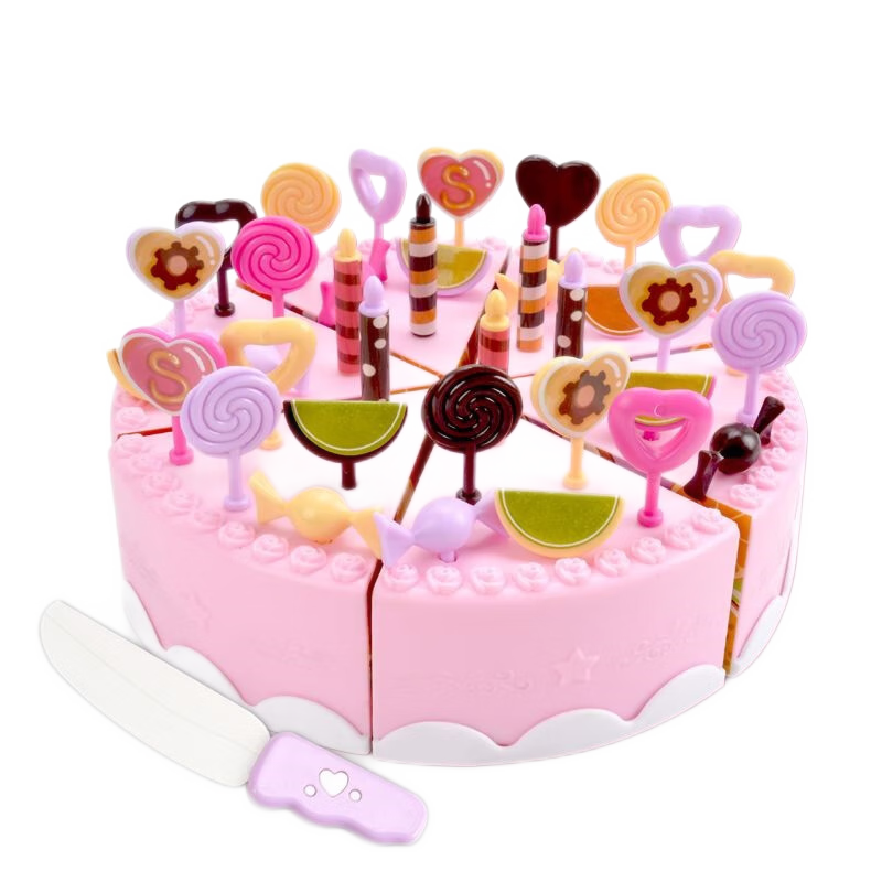 皇儿过家家仿真儿童玩具蛋糕切切乐男孩女孩套装3-6岁宝宝生日礼物 蛋糕切切乐 粉 43件套 切切乐