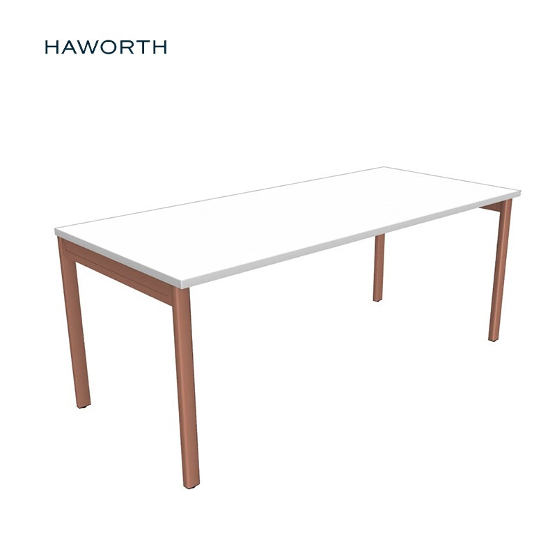 Haworth海沃氏Intuity餐桌简约设计 橘色桌脚/白色桌面