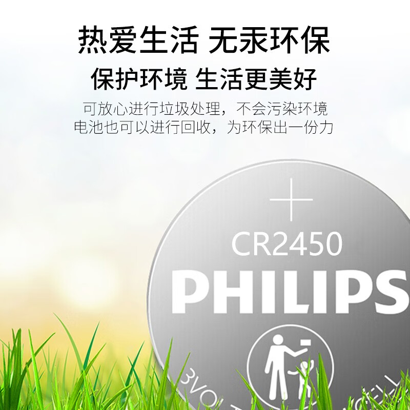 飞利浦（PHILIPS）CR2032/CR2025/CR2016/CR2430/CR2450纽扣电池3V锂电池适用奔驰奥迪宝马等汽车钥匙专用电池CR2477 CR2450【2粒】（送工具）