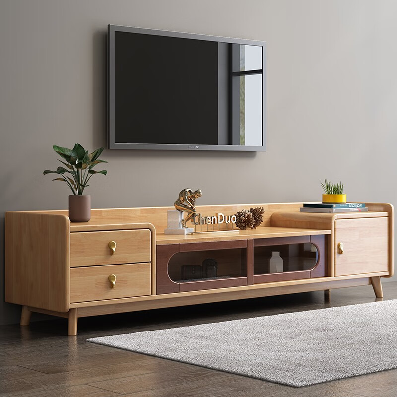 勤凯北欧风格电视柜全实木地柜家用公寓客厅强边柜壁柜现代简约小 616