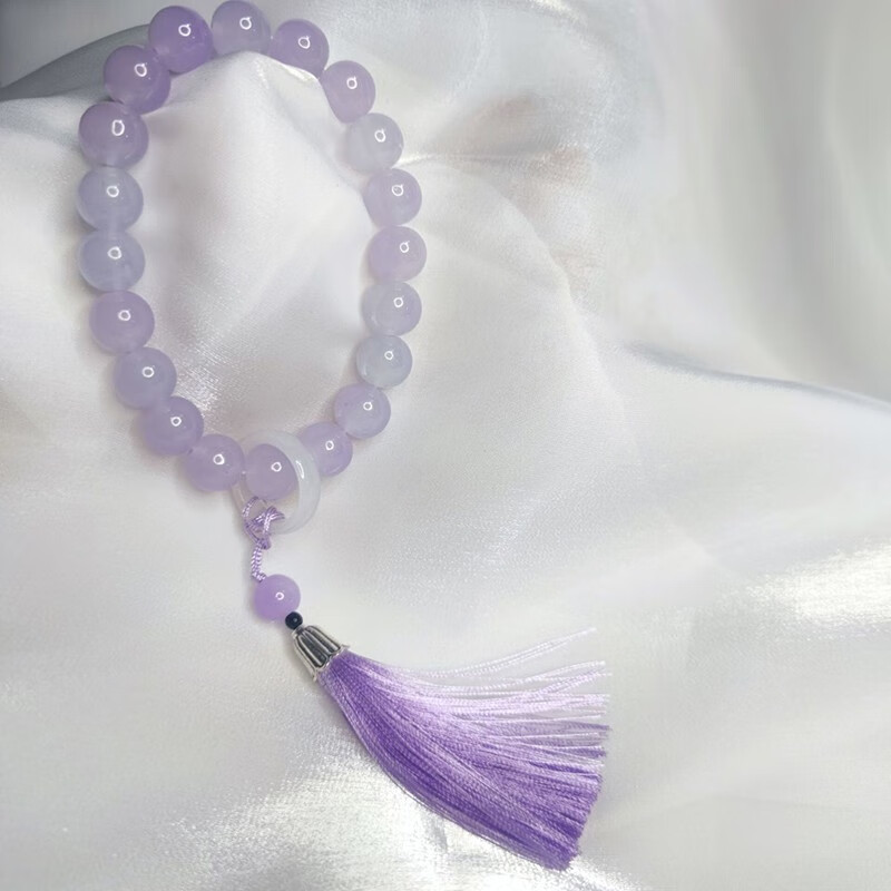 九鹿美兮手链女绕指柔手持佘太翠琉璃石跑环把件佛珠手持文玩 紫色