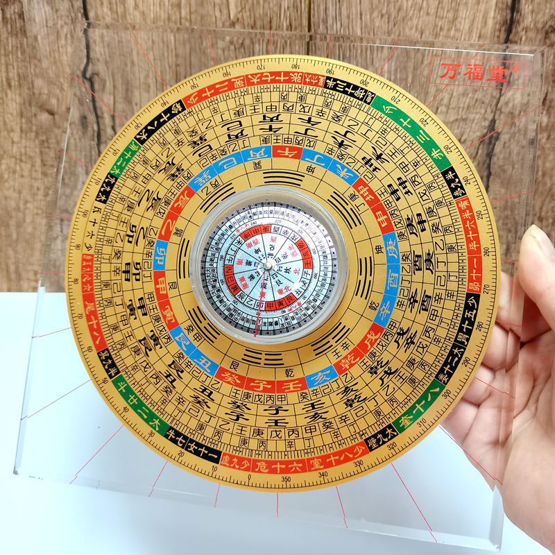 归福达水晶透明6寸全自动风水罗盘三合皇极玄空飞星盘 三合