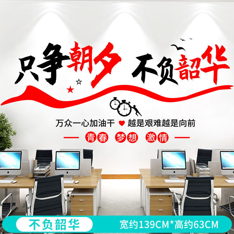 企业学校文化墙办公室装饰品销售文字标语贴画墙纸 不负韶华sy9017 大