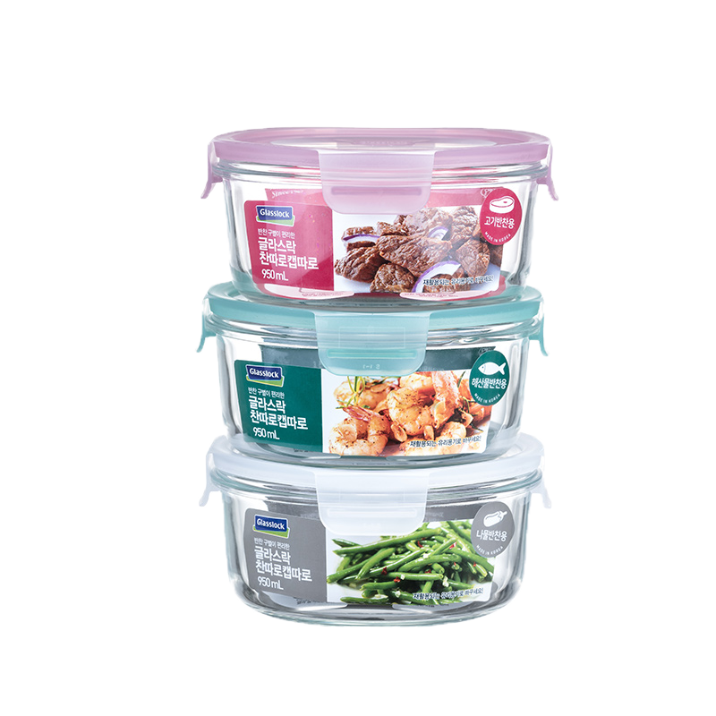 Glasslock���ڸֻ��������ʺ��ϰ������΢��¯����ʳƷ������ Բ�� 3����