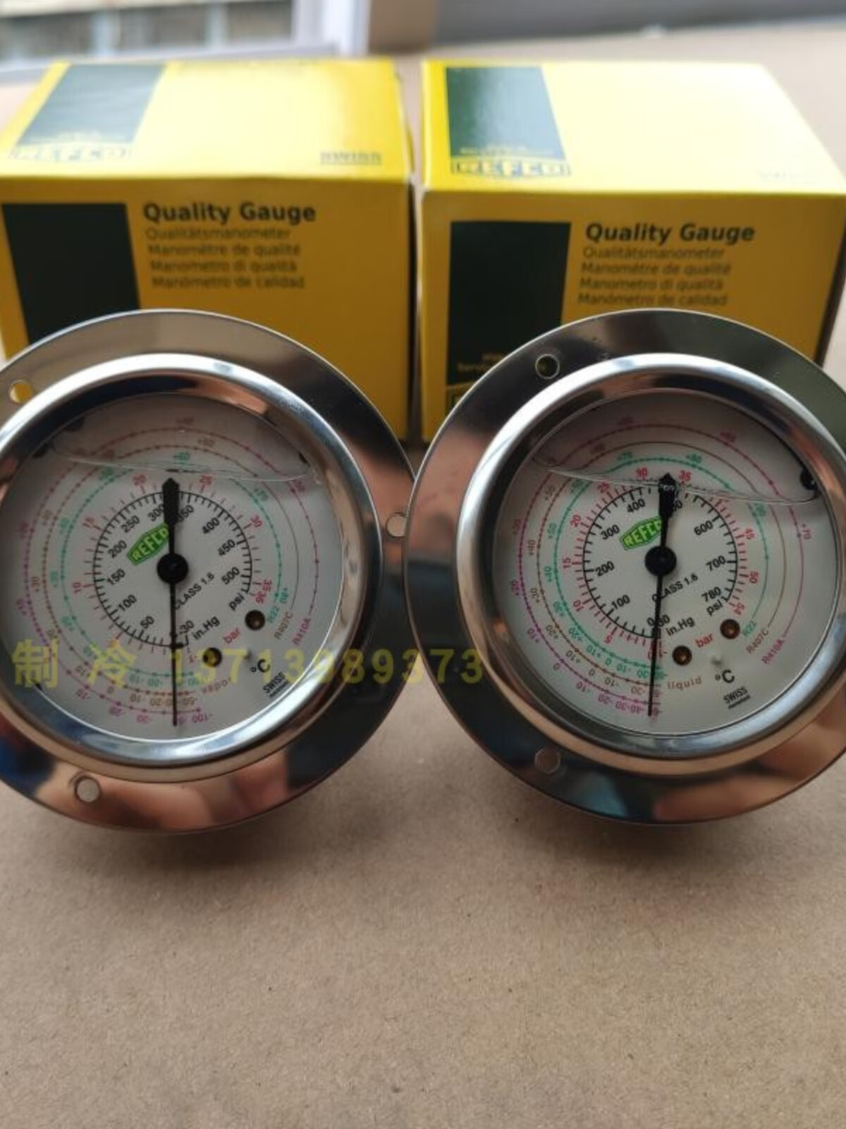 瑞士威科原装进口refco r22r 134a冷媒高压r404 低压r410压力油表 mr