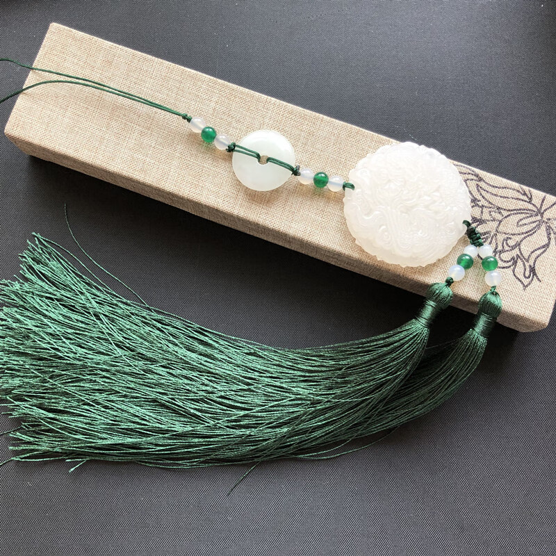 古风汉服龙凤玉佩流苏挂件腰佩古装禁步中式旗袍压襟情侣定情信物 墨