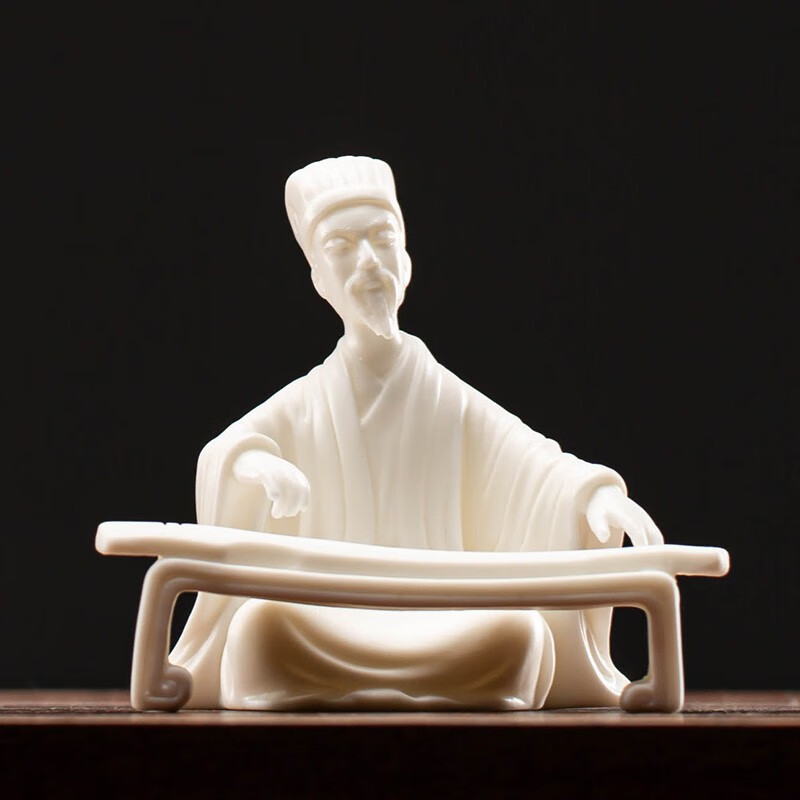 历史人物李白陶瓷小号摆件家居书房桌面装饰品禅意茶室摆设 琴-诸葛亮