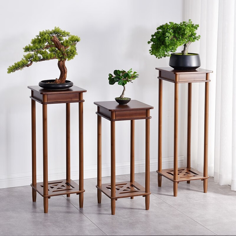 室内客厅摆件装饰盆景仿古新中式阳台简易家用竹木 新中式花台(80高)