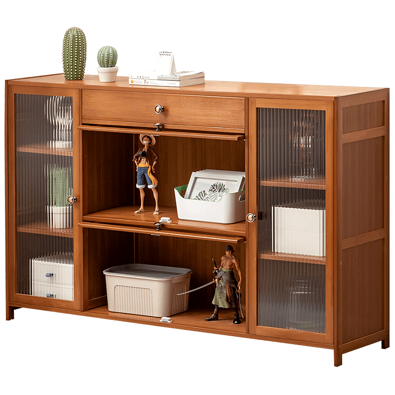 淘之良品 落地置物架货架家用客厅多层加厚带门储物架子阳台卧室宿舍角柜零食玩具乐高杂物层架收纳架茶叶柜 【长虹透明门】双门70长(带抽屉)