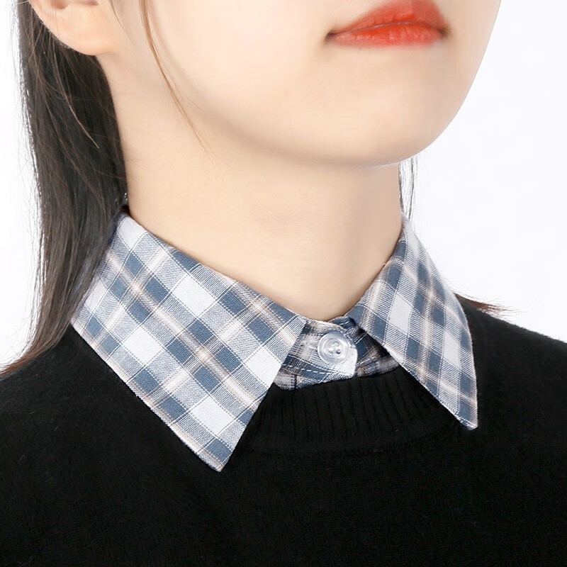 ifsong美宋新品假领子女款格子衬衣领女士百搭衣领装饰多功能女式衬衫
