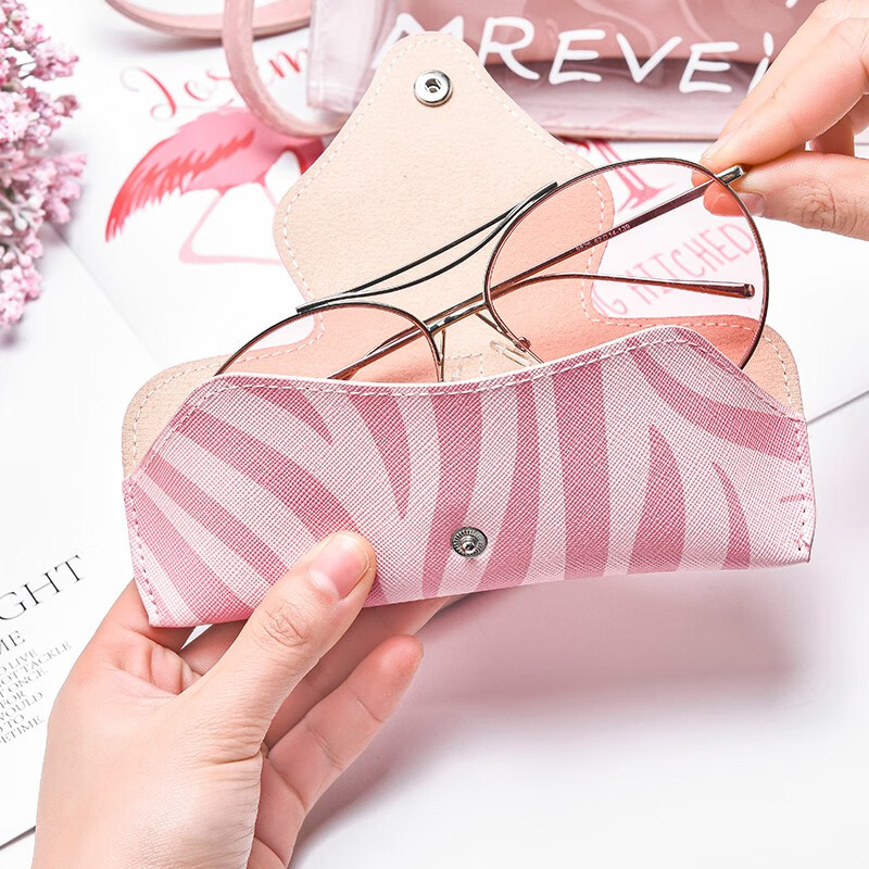 晰雅（XIYA） 眼镜盒ins少女心眼镜袋便携简约太阳眼睛收纳包墨镜袋子 粉色