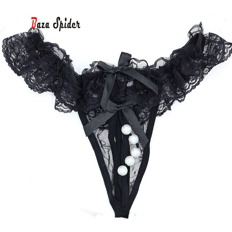八爪蜘蛛女士性感内裤诱惑低腰蕾丝情趣薄丁字裤春夏 黑色 均码