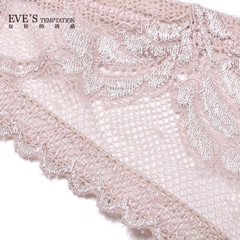 夏娃的诱惑粉蝶组内衣女性感蕾丝聚拢文胸夏季薄款上托防下垂大胸显小胸罩 豆沙粉色 75C