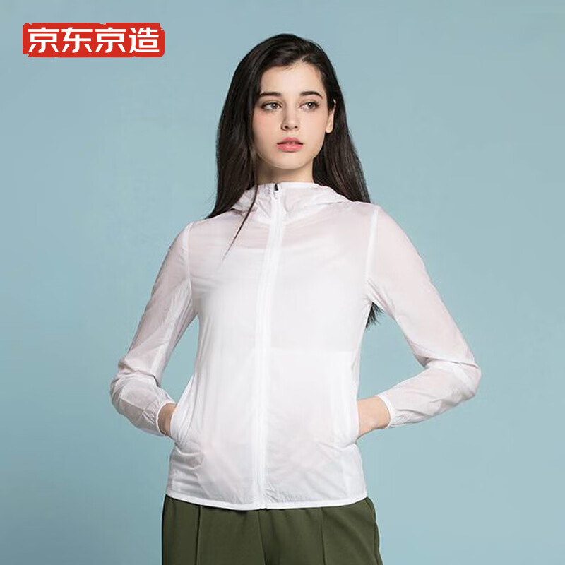 京东京造 皮肤衣女防晒服轻薄透气情侣速干防紫外线户外风衣 白色 s
