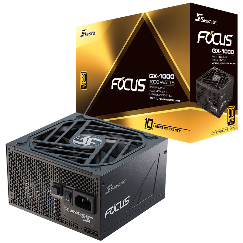 Seasonic 海韵 FOCUS GX1000 ATX3.0 1000W电脑电源（80PLUS金牌/PCIe5.0）