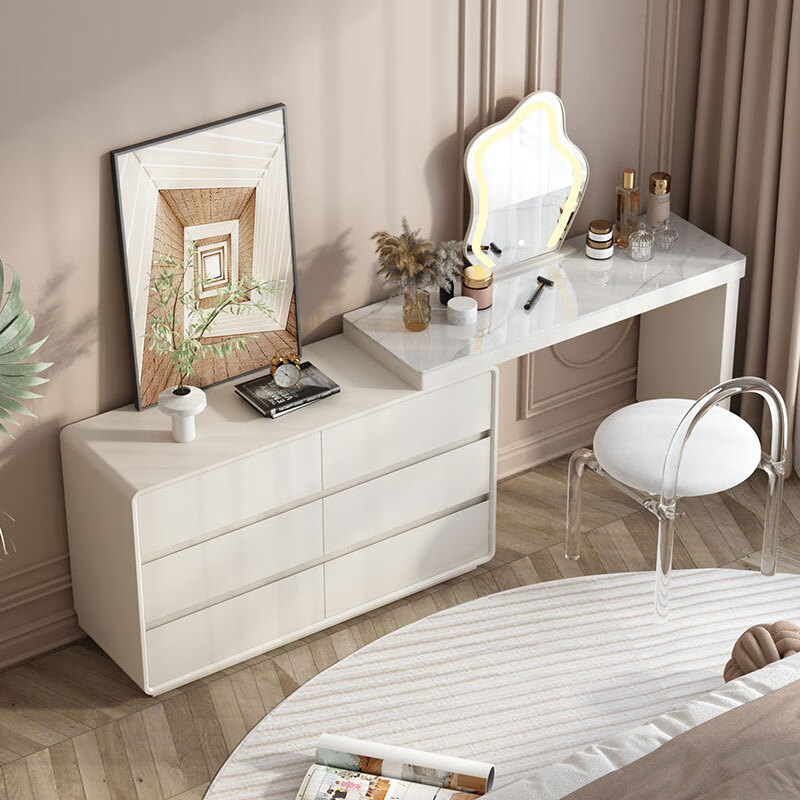 范美仑化妆桌梳妆台卧室简约现代小户型转角斗柜化妆柜置物架收纳柜