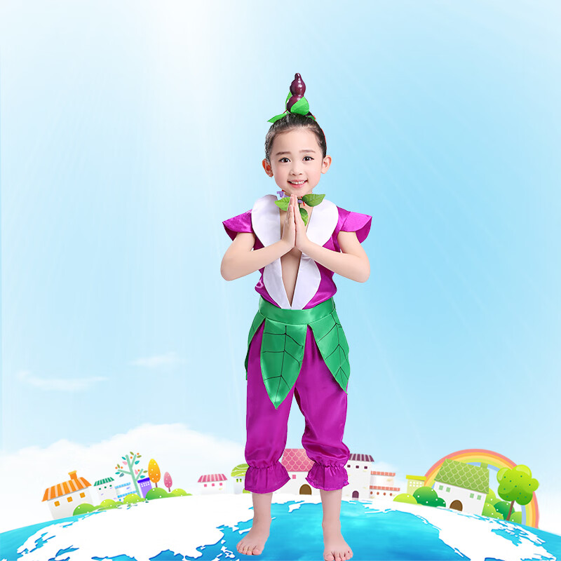 鹿凌青六一儿童葫芦娃演出服七兄弟卡通男童幼儿园环保衣服成人表演服装 紫色 七娃 110怎么样,好用不?