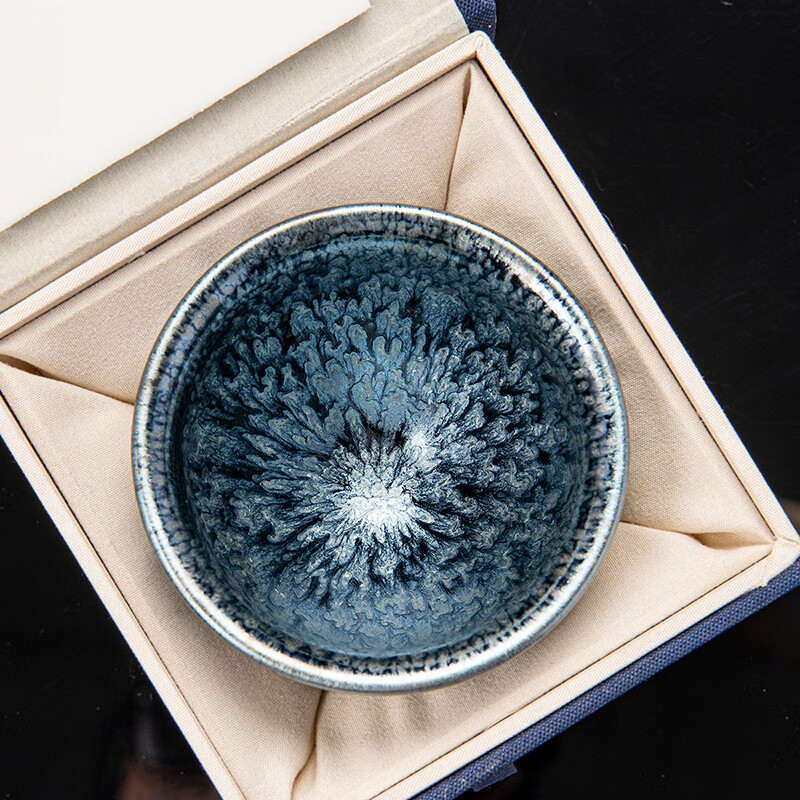 祥業(yè)建盞茶杯主人杯禮盒送老公家用辦公室單杯陶瓷功夫茶具天目茶盞 束口油滴盞-禮盒裝 200mL以下