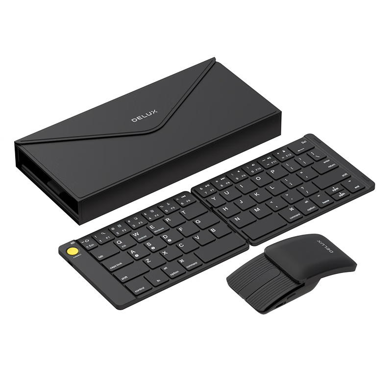 多彩（DeLUX）MF10超薄折叠无线蓝牙键鼠套装激光翻页折叠空中鼠标便携移动办公手机平板ipad电脑通用黑色 299元