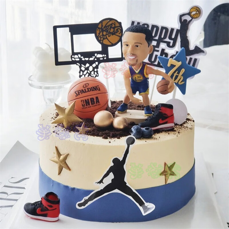 网红篮球生日蛋糕同城nba星科比库里男士男孩球盒蛋糕全国北京上海