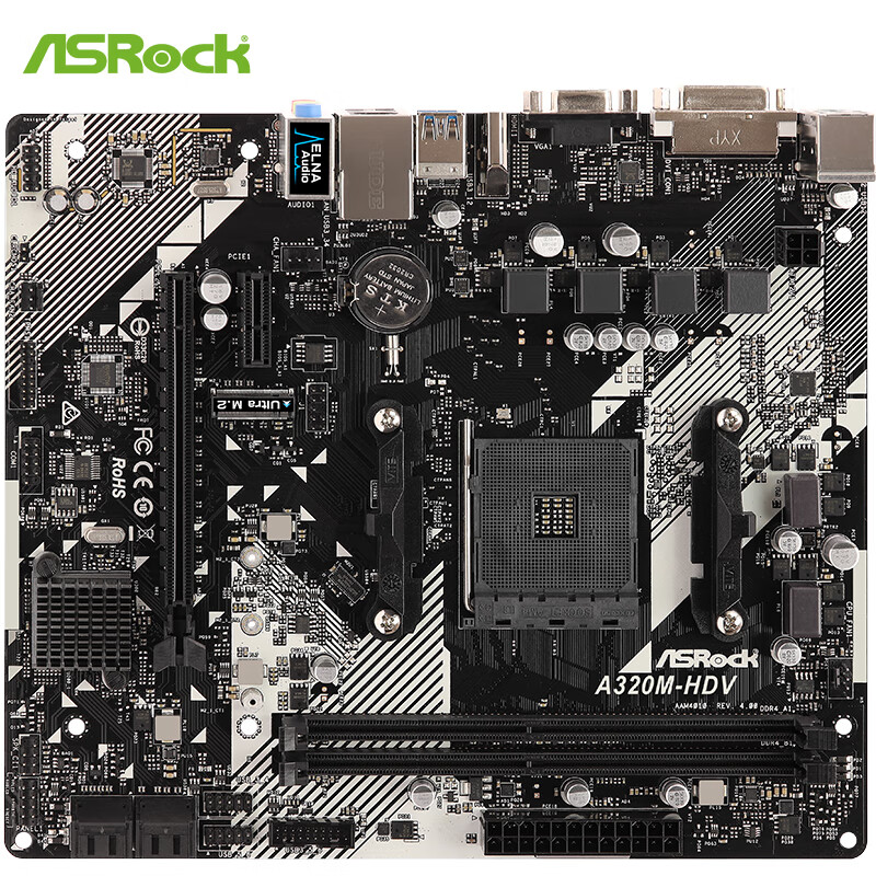 华擎（ASRock）A320M-HDV R4.0主板 支持2200G/3200G/3400G (AMD A320/AM4 Socket)