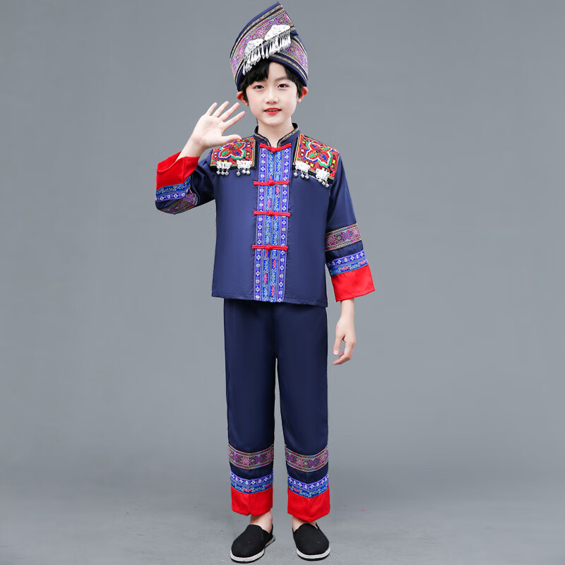 丘莱兔 三月三民族服饰儿童三月三少数民族演出服装广西壮族男女童