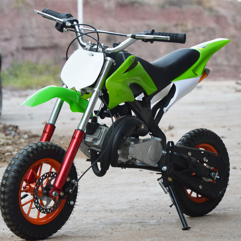 艾璐歌49cc迷你摩托车2冲程混合油使用小型2轮摩托车越野车 绿色