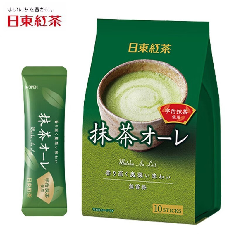日本进口 日东红茶（ROYAL MILK TEA）宇治抹茶拿铁味奶茶 珍珠奶茶粉原料 速溶冲调饮料 12g*10条装