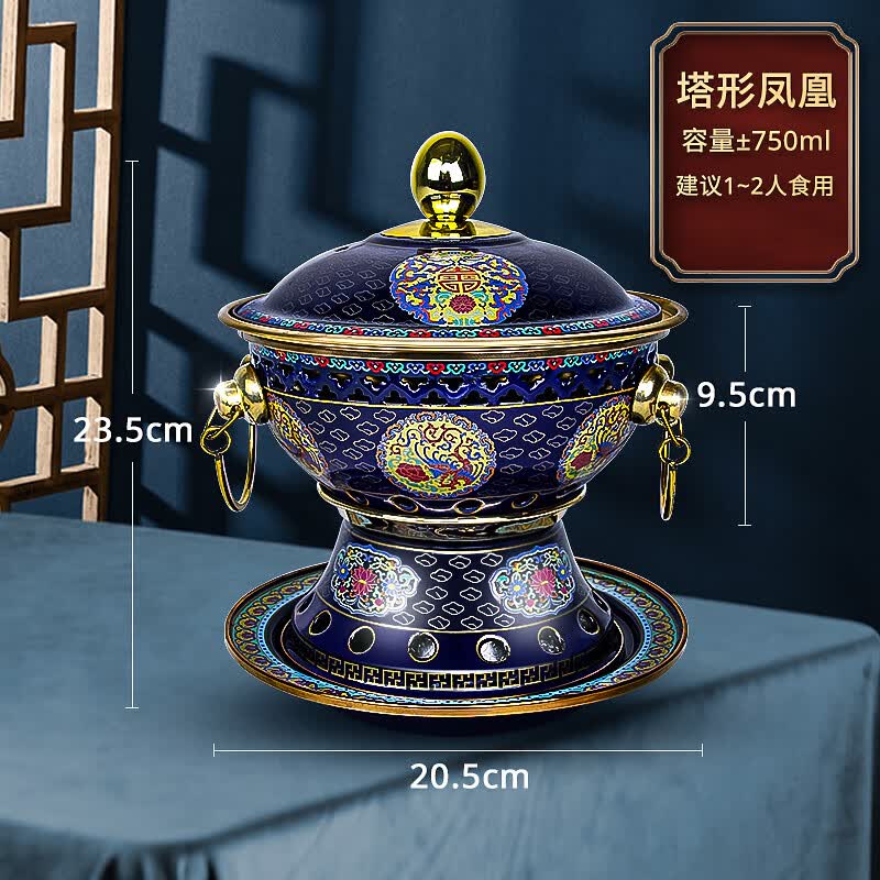 维范景泰蓝铜火锅老北京黄铜家用商用专用插电一人一锅酒精炉小火锅炉