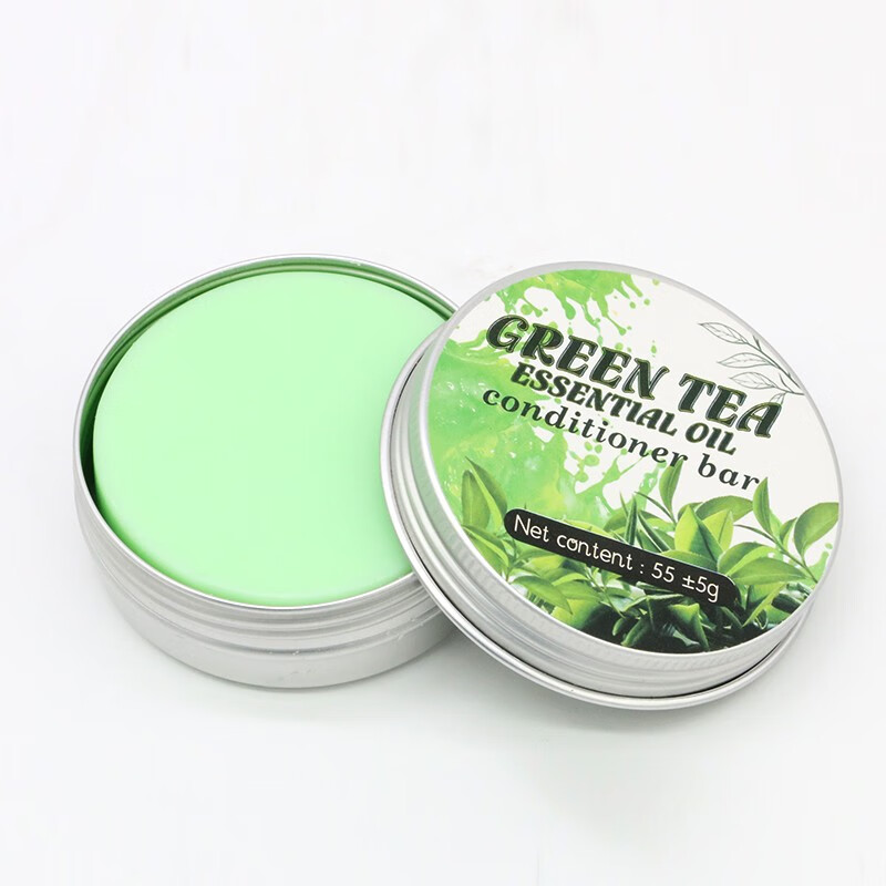 植物护发皂柔顺亮泽护发素英文铝盒包装护发香皂 绿茶护发精油皂