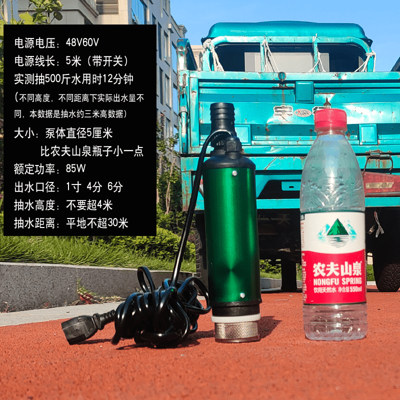 直流电瓶车潜水泵12v48v60伏浇菜地抽水机深井泵农用大扬程 48/60伏