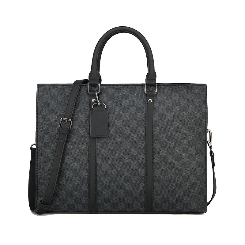 popck欧美男手提公文包新款潮格子单肩斜挎包商务电脑包潮牌时尚男包