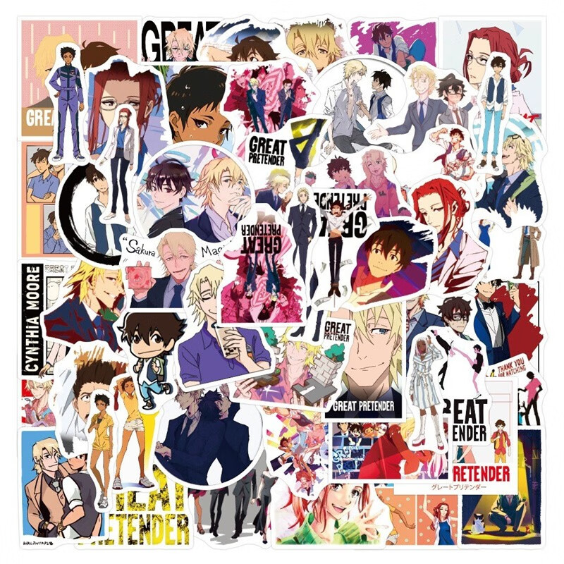 50张卡通日漫大欺诈师贴画可移行李箱笔记本水杯电瓶车涂鸦贴纸 w1231