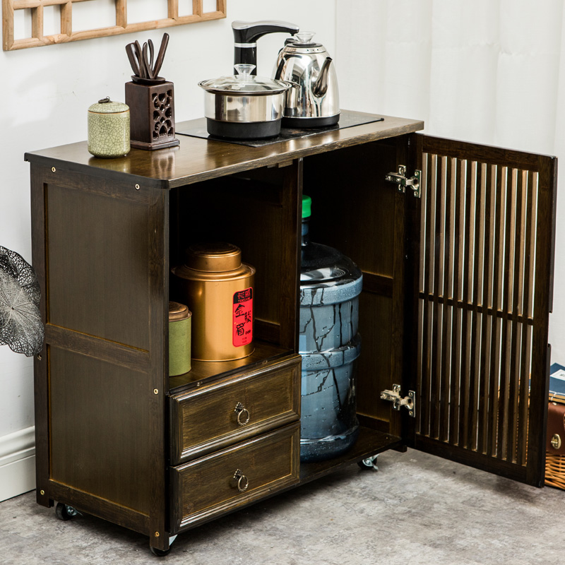 趣槐移动茶水柜茶水车茶台中式小茶柜自动烧水泡茶一体套装水桶茶具茶