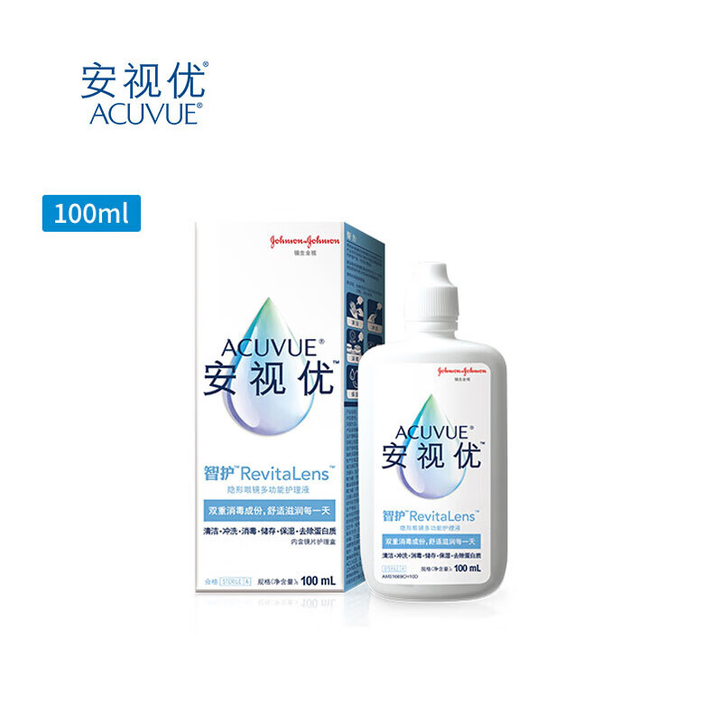 强生安视优智护美瞳隐形眼镜护理液100ml，价格走势稳增长，持续保护眼睛健康