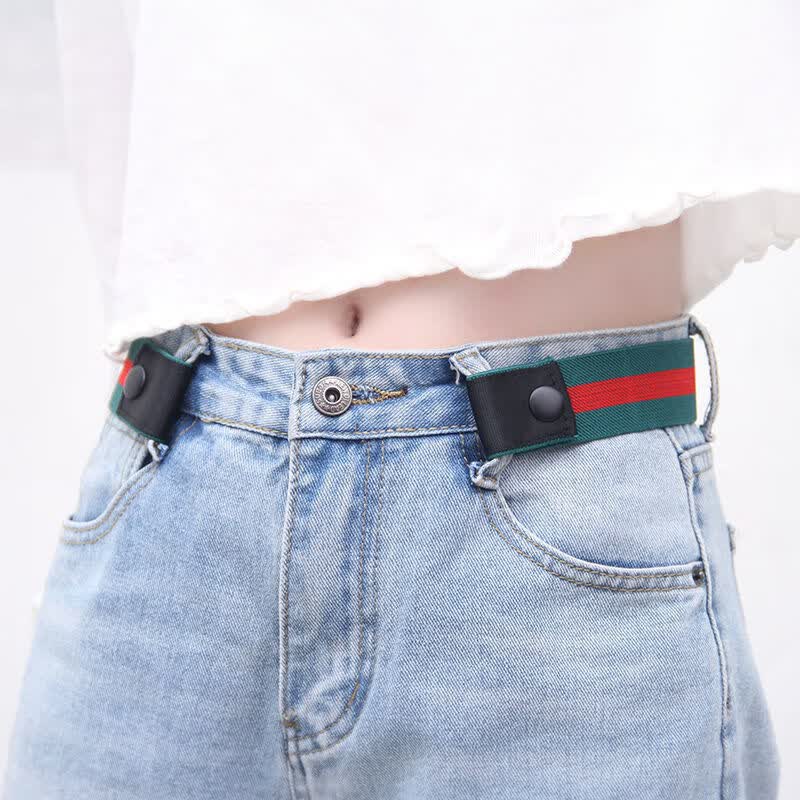 腰带女士学生男无扣简约百搭裤带隐形懒人无痕弹力牛仔裤皮质帆布腰带