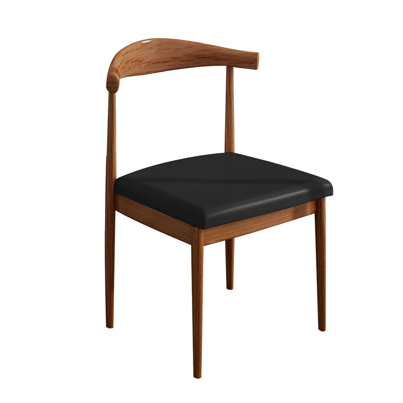 蔓斯菲尔 电脑椅铁艺牛角椅餐椅家用靠背椅办公会议椅电脑桌学习椅子 胡桃色+黑色面