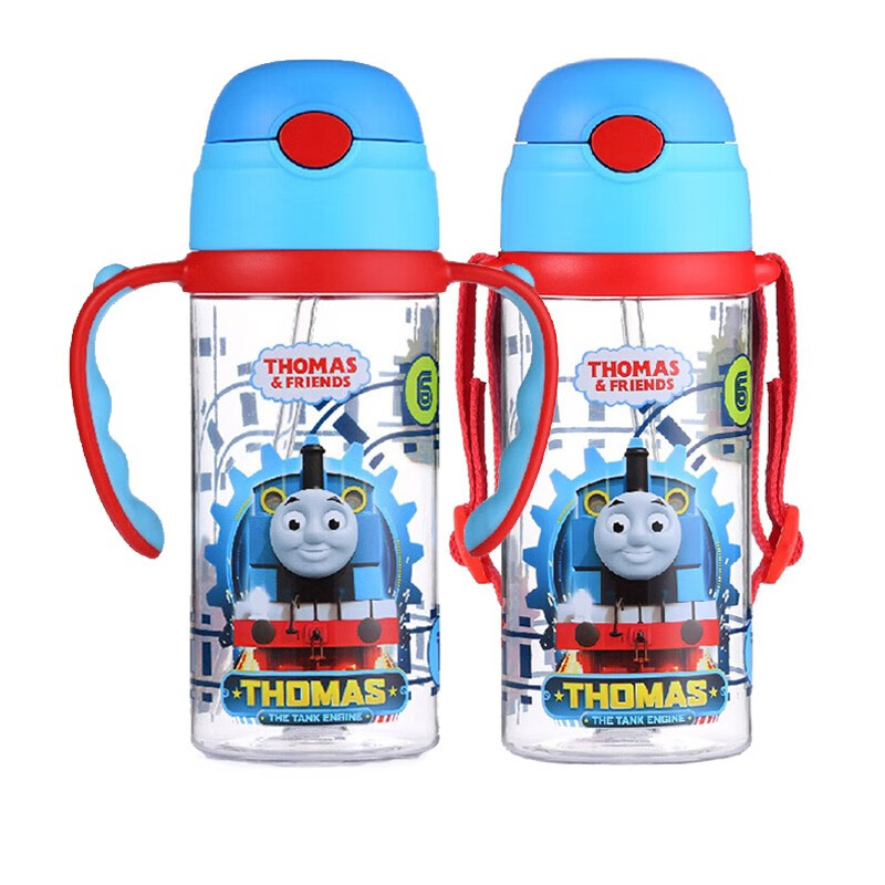 托马斯和朋友(Thomas&Friends)儿童水杯tritan宝宝吸管杯双柄夏季冷水杯吸管水杯380ml 红柄6487TM