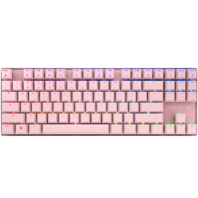 CHERRY 樱桃 MX8.2TKL 87键 2.4G蓝牙 多模机械键盘 粉色 轻声红轴 RGB