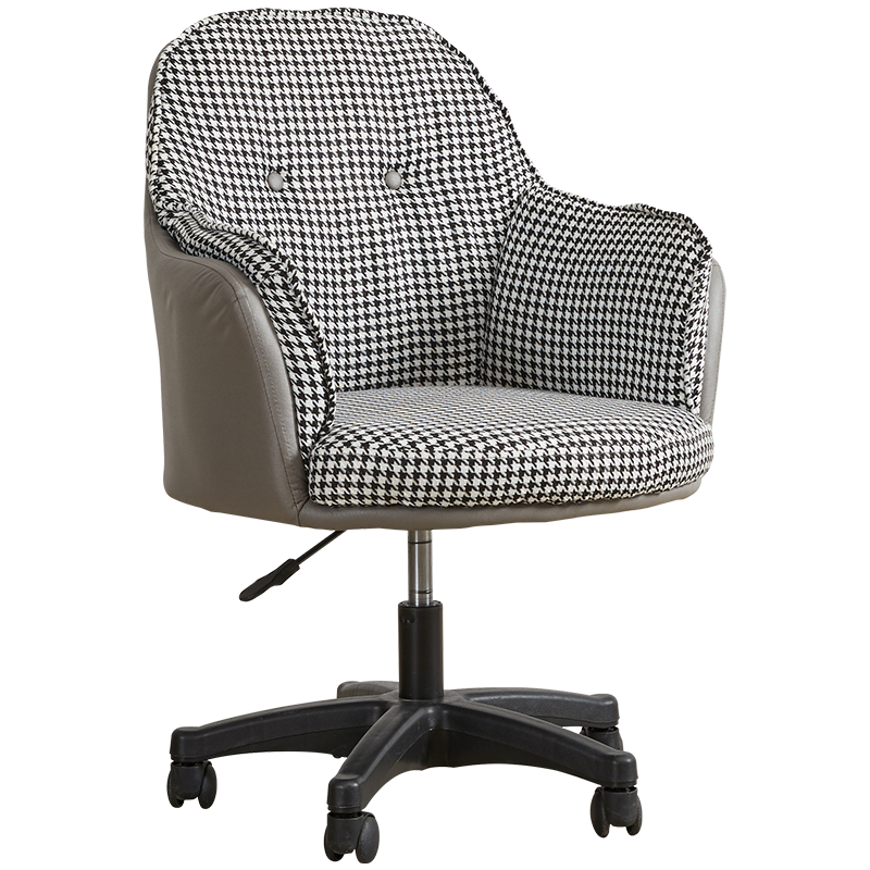 艺柳园 电脑椅久坐舒适办公椅化妆椅现代休闲洽谈椅餐桌椅书房学生学习椅子 千鸟格+科技布